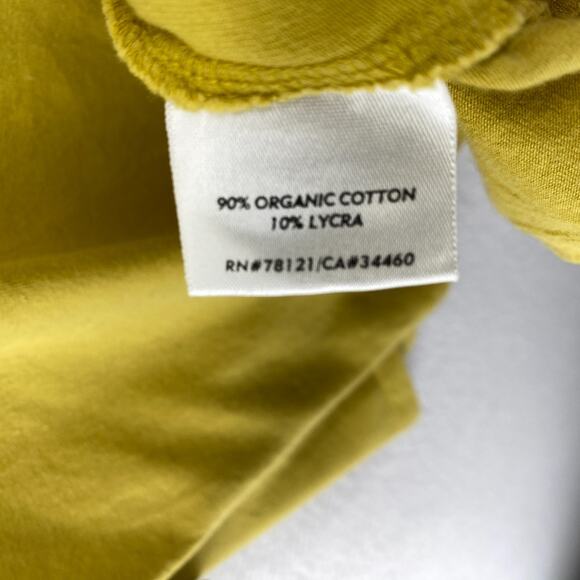 EILEEN FISHER Top L Cotton Interlock Jersey Scoop Neck 3/4 Sleeve Yellow USA - Picture 7 of 10